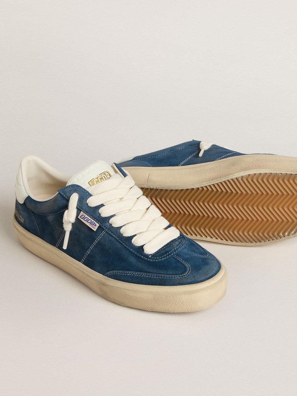 Golden Goose Men's Soul Star in blue suede with white leather heel tab