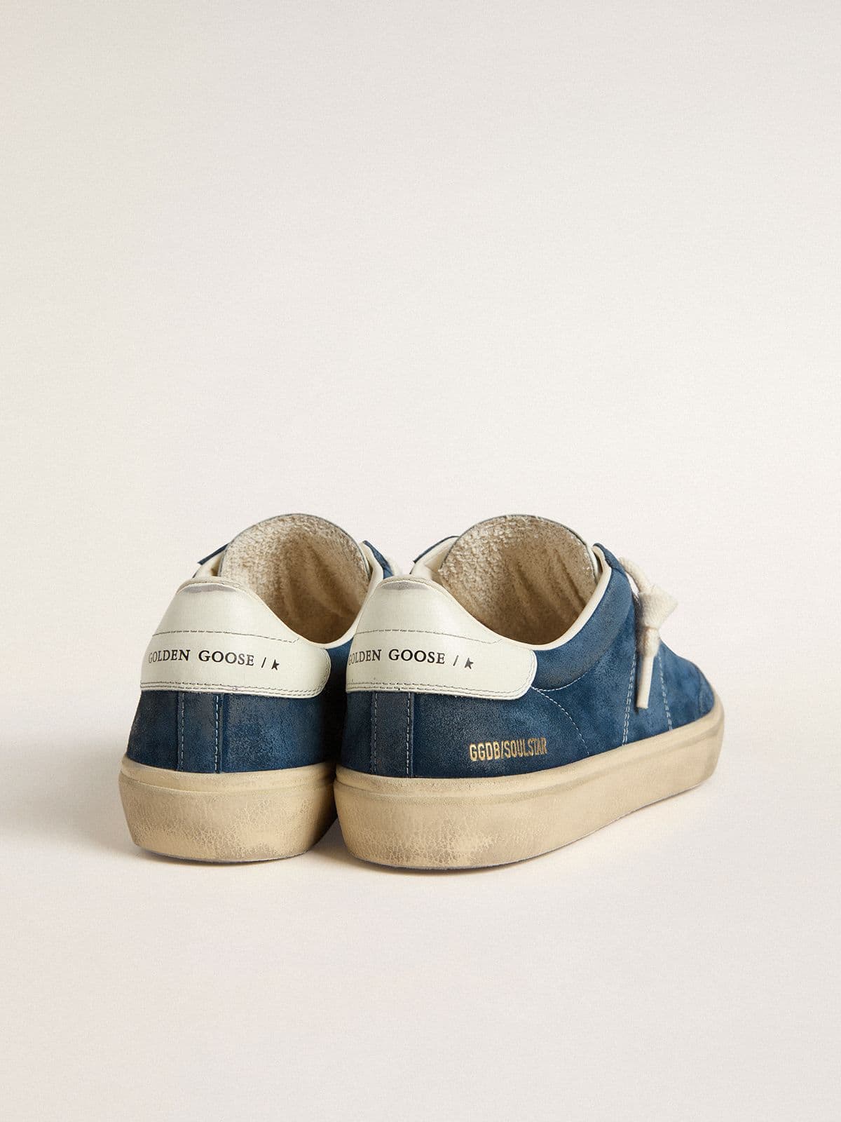 Golden Goose Men's Soul Star in blue suede with white leather heel tab