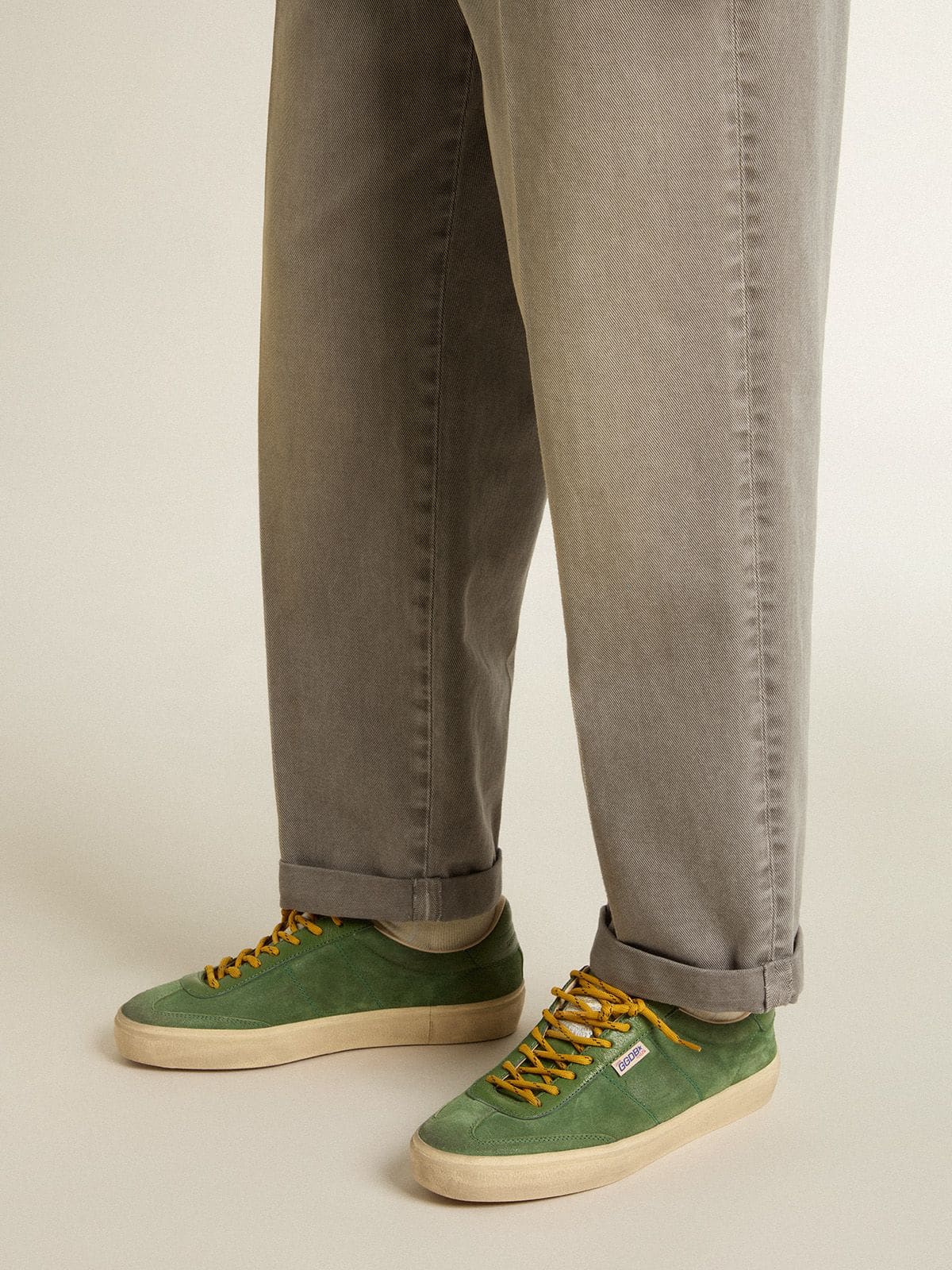 Golden Goose Men's Soul Star in green suede with green leather heel tab