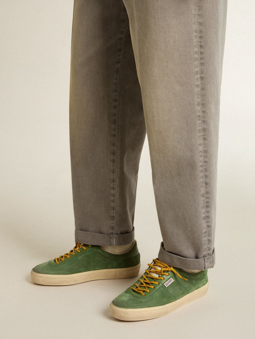 Golden Goose Men's Soul Star in green suede with green leather heel tab
