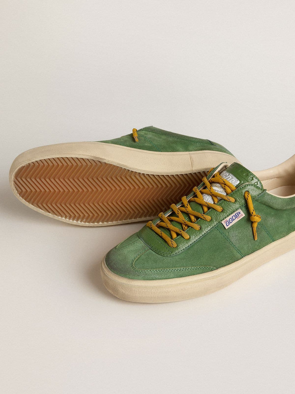 Golden Goose Men's Soul Star in green suede with green leather heel tab