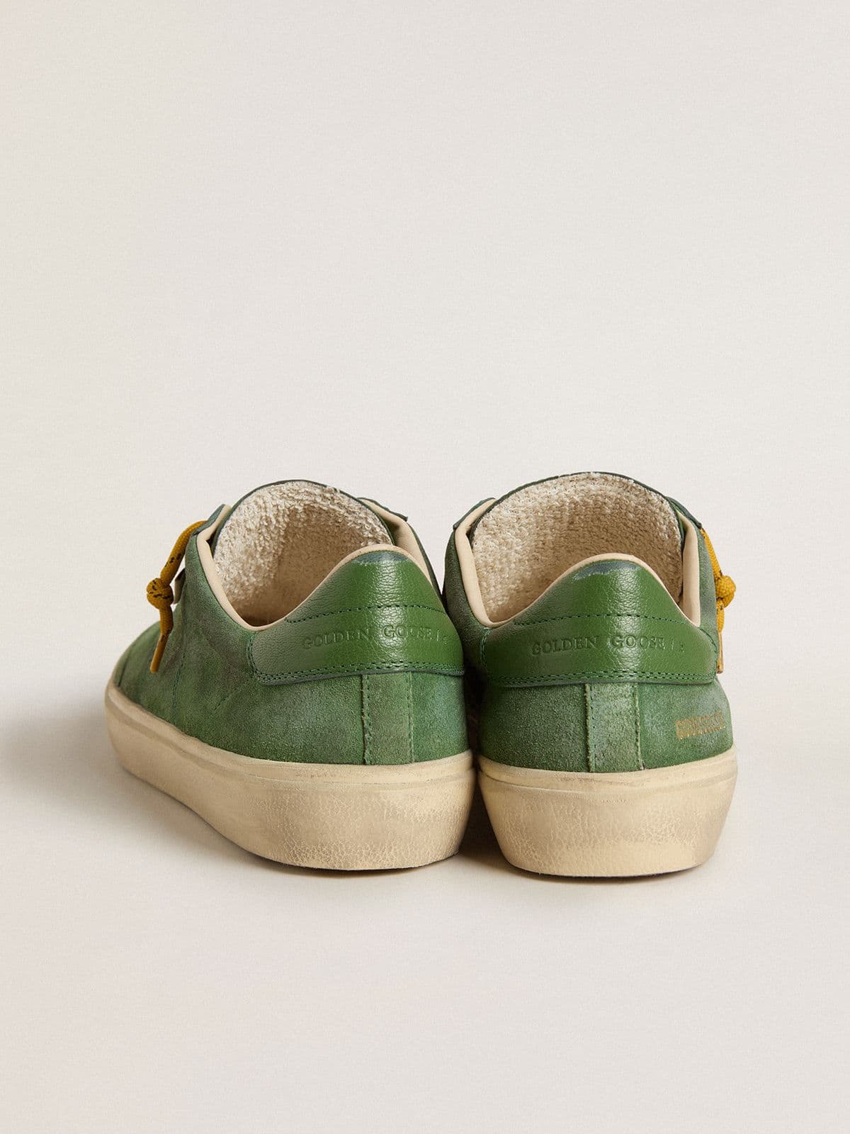 Golden Goose Men's Soul Star in green suede with green leather heel tab