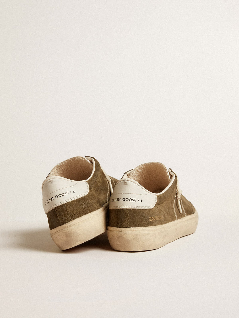 Golden Goose Men's Soul Star in green suede with white leather heel tab and tongue