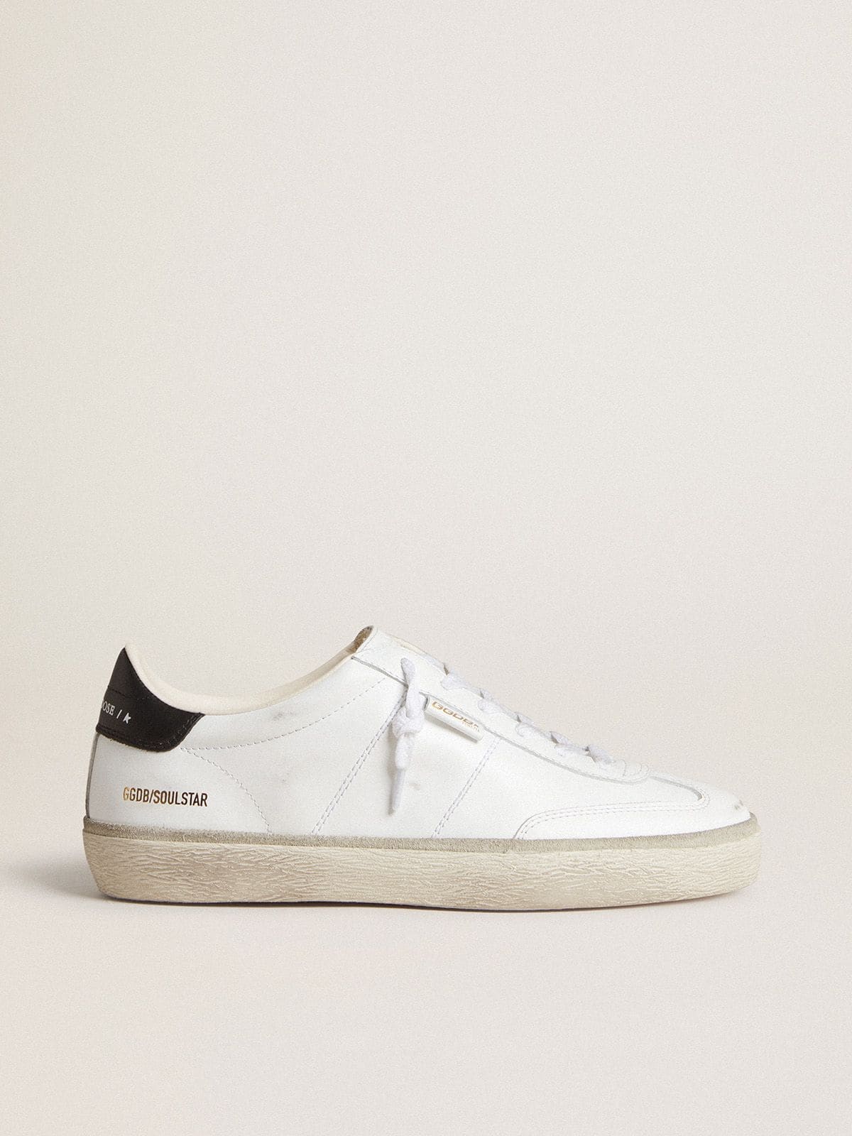 Golden Goose Men's Soul Star in white leather with black leather heel tab
