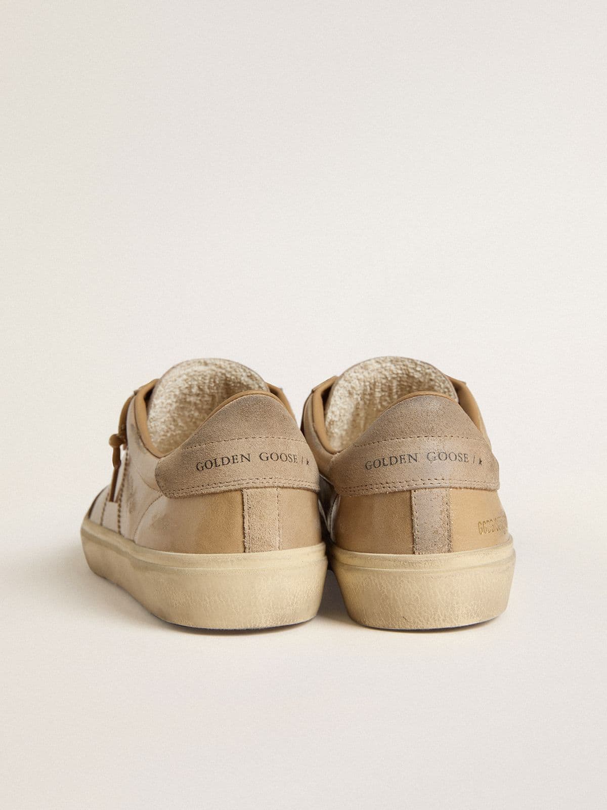 Golden Goose Men's Soul Star in beige naplak with beige suede heel tab
