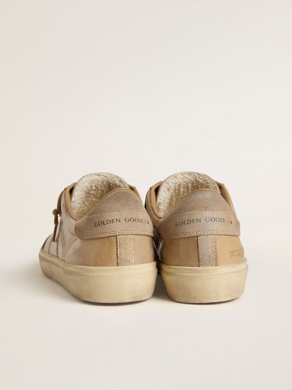Golden Goose Men's Soul Star in beige naplak with beige suede heel tab