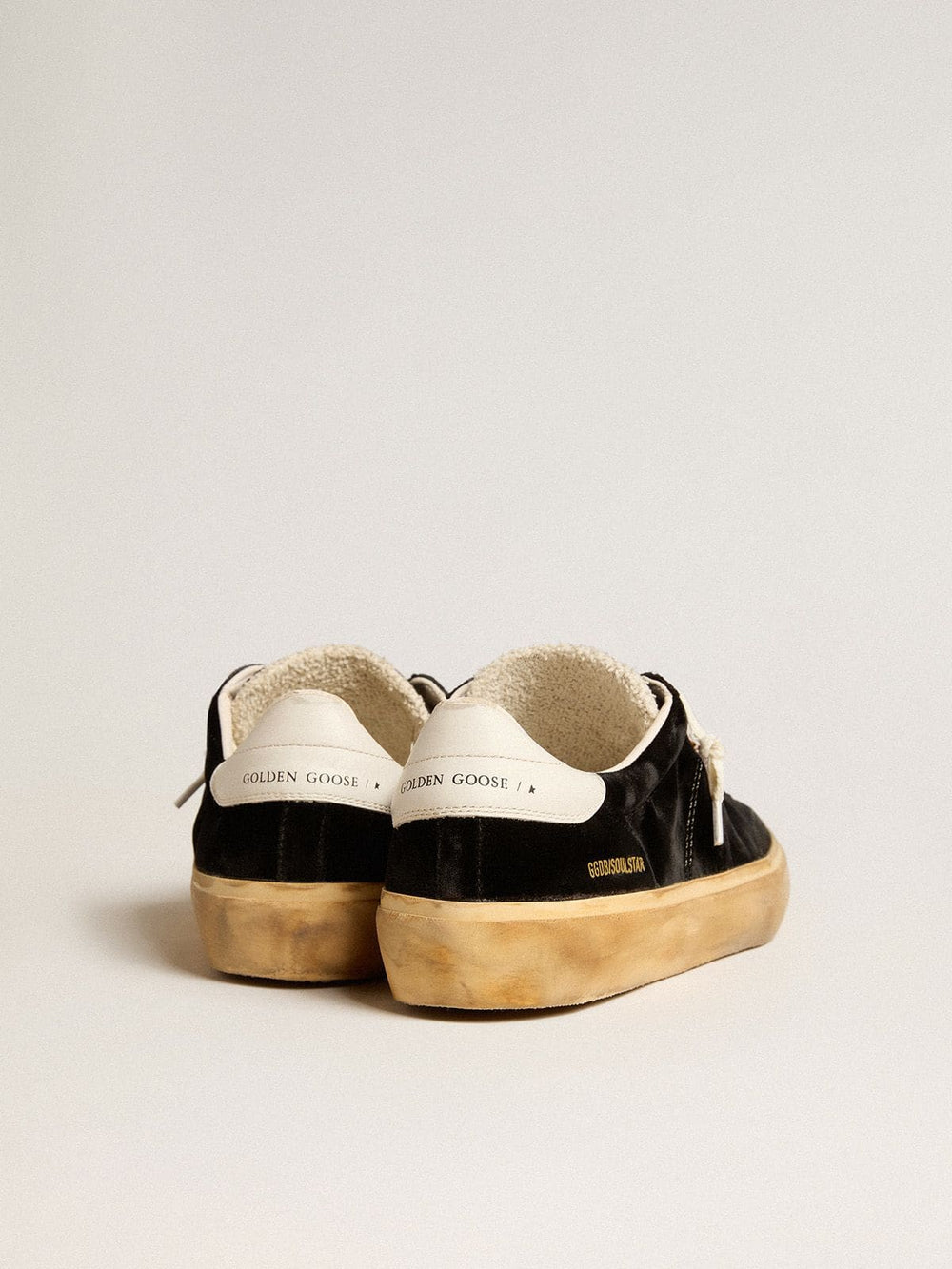 Golden Goose Men's Soul Star in black velvet with white leather heel tab