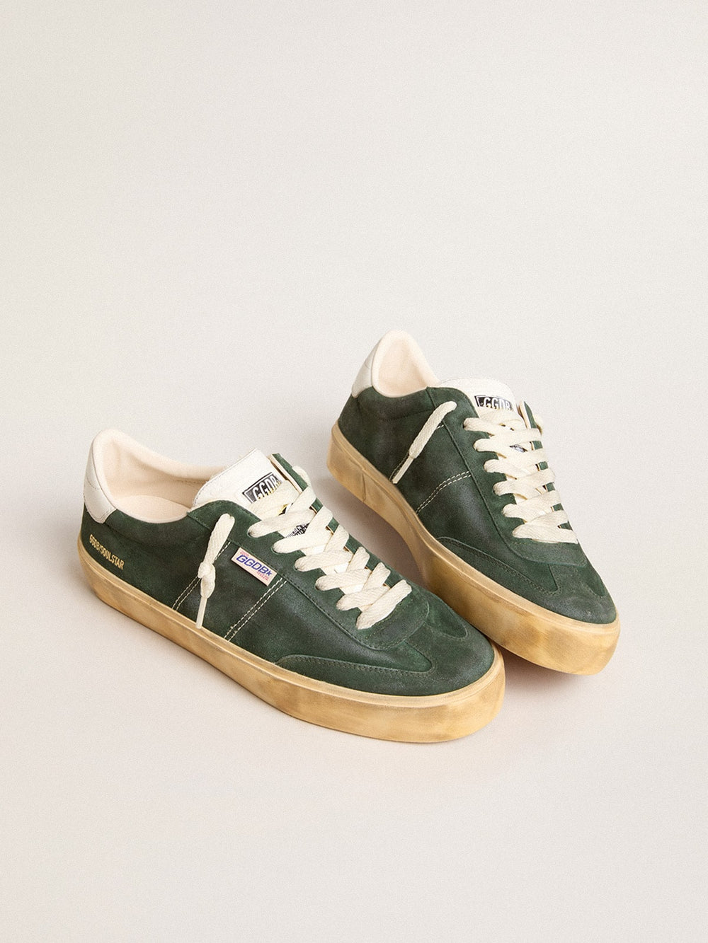Golden Goose Soul Star in green suede with milk-white leather heel tab