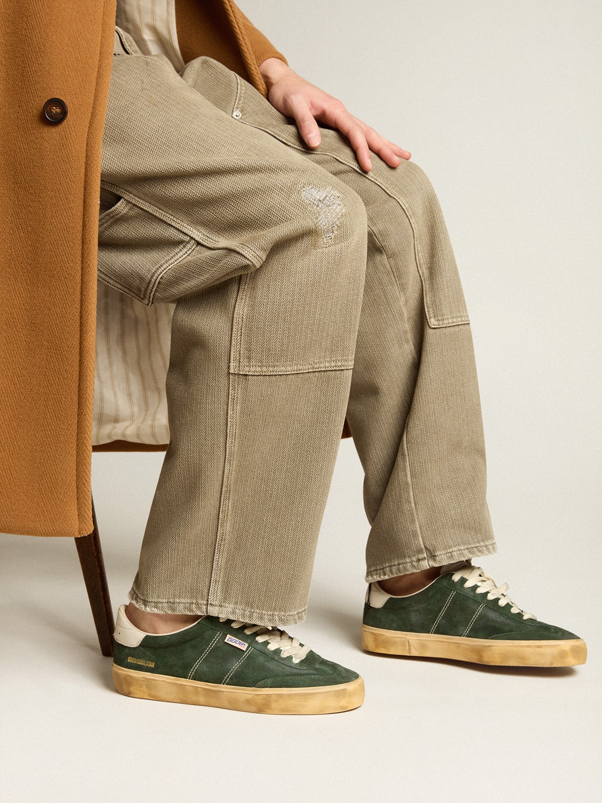 Golden Goose Soul Star in green suede with milk-white leather heel tab