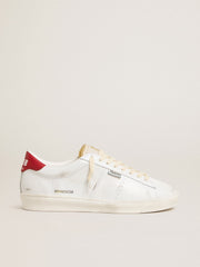 Golden Goose Matchstar in glossy white leather with glossy red leather heel tab