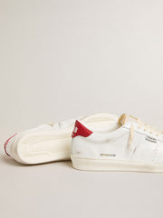 Golden Goose Matchstar in glossy white leather with glossy red leather heel tab