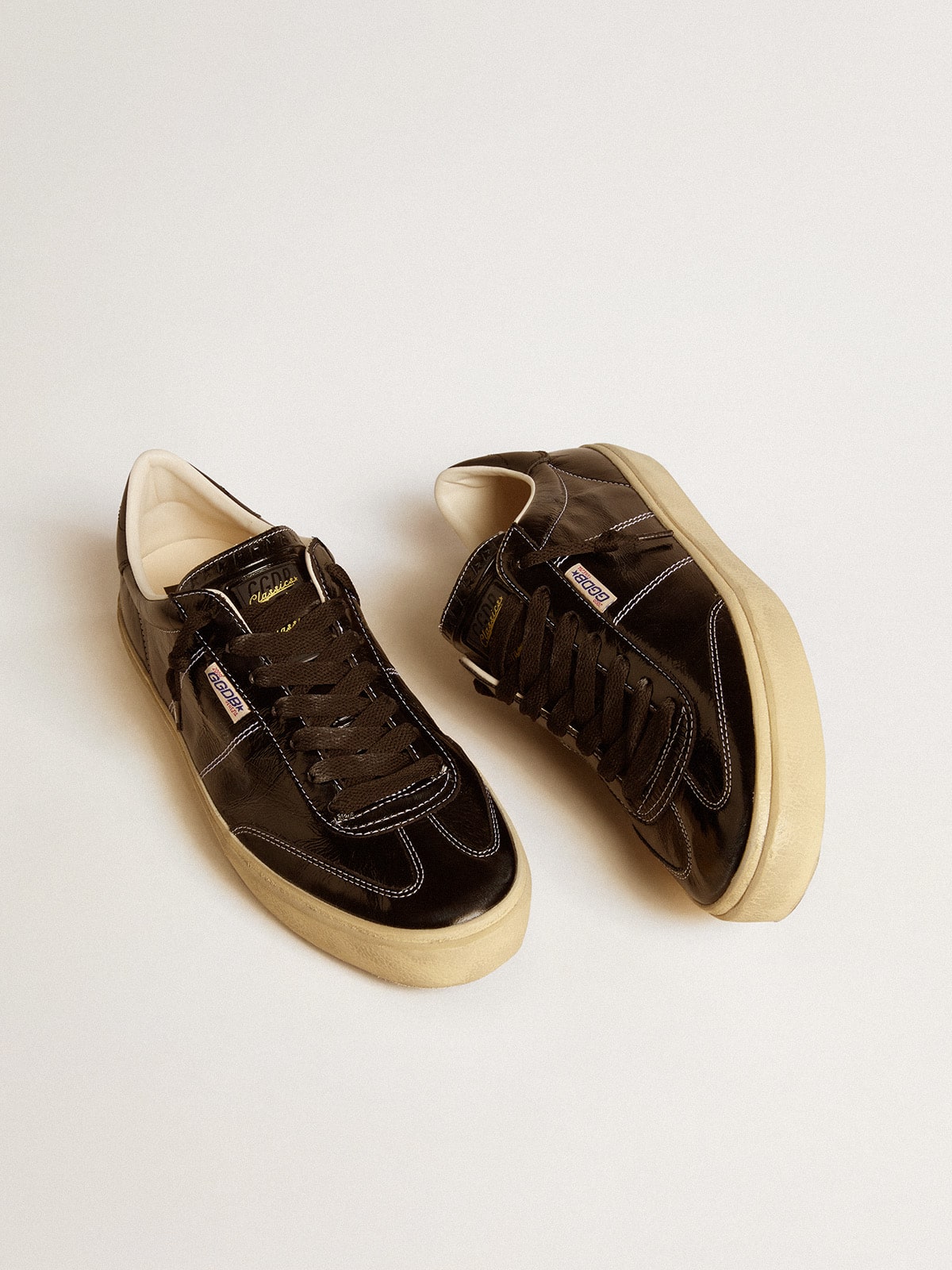 Golden Goose Men's Soul Star in black patent leather with black leather heel tab