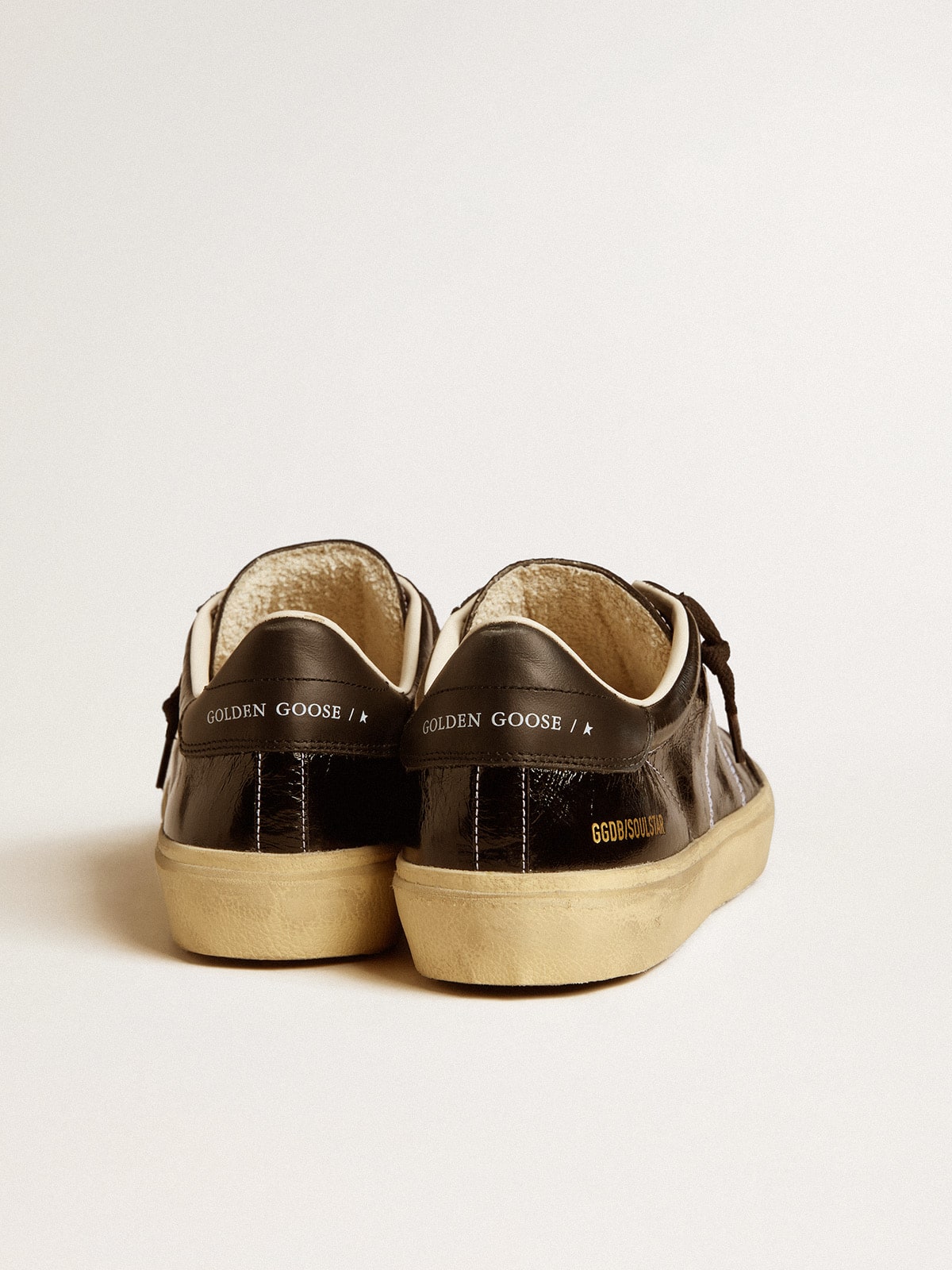 Golden Goose Men's Soul Star in black patent leather with black leather heel tab