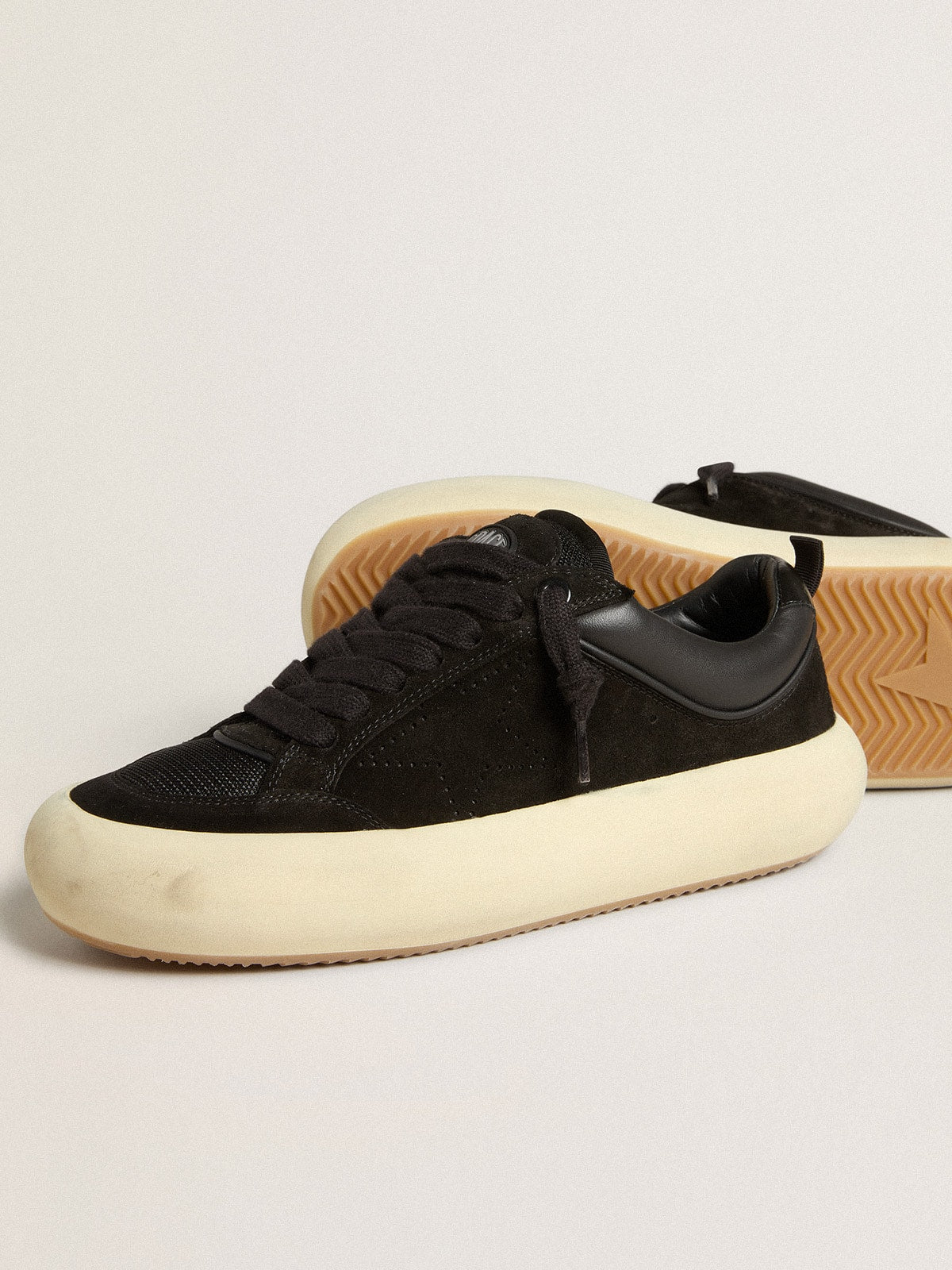 Golden Goose Men's Space-Star Cube in black suede with perforated star