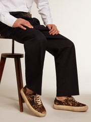 Golden Goose Men's Space-Star in animal print pony skin and shearling lining