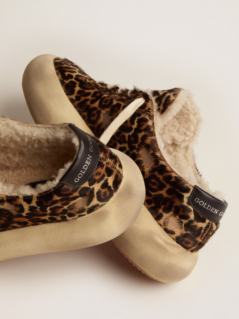 Golden Goose Men's Space-Star in animal print pony skin and shearling lining