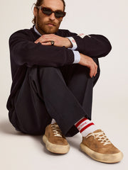 Golden Goose Men's Space-Star in tobacco-colored suede and shearling lining