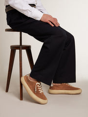 Golden Goose Men's Space-Star in tobacco-colored suede