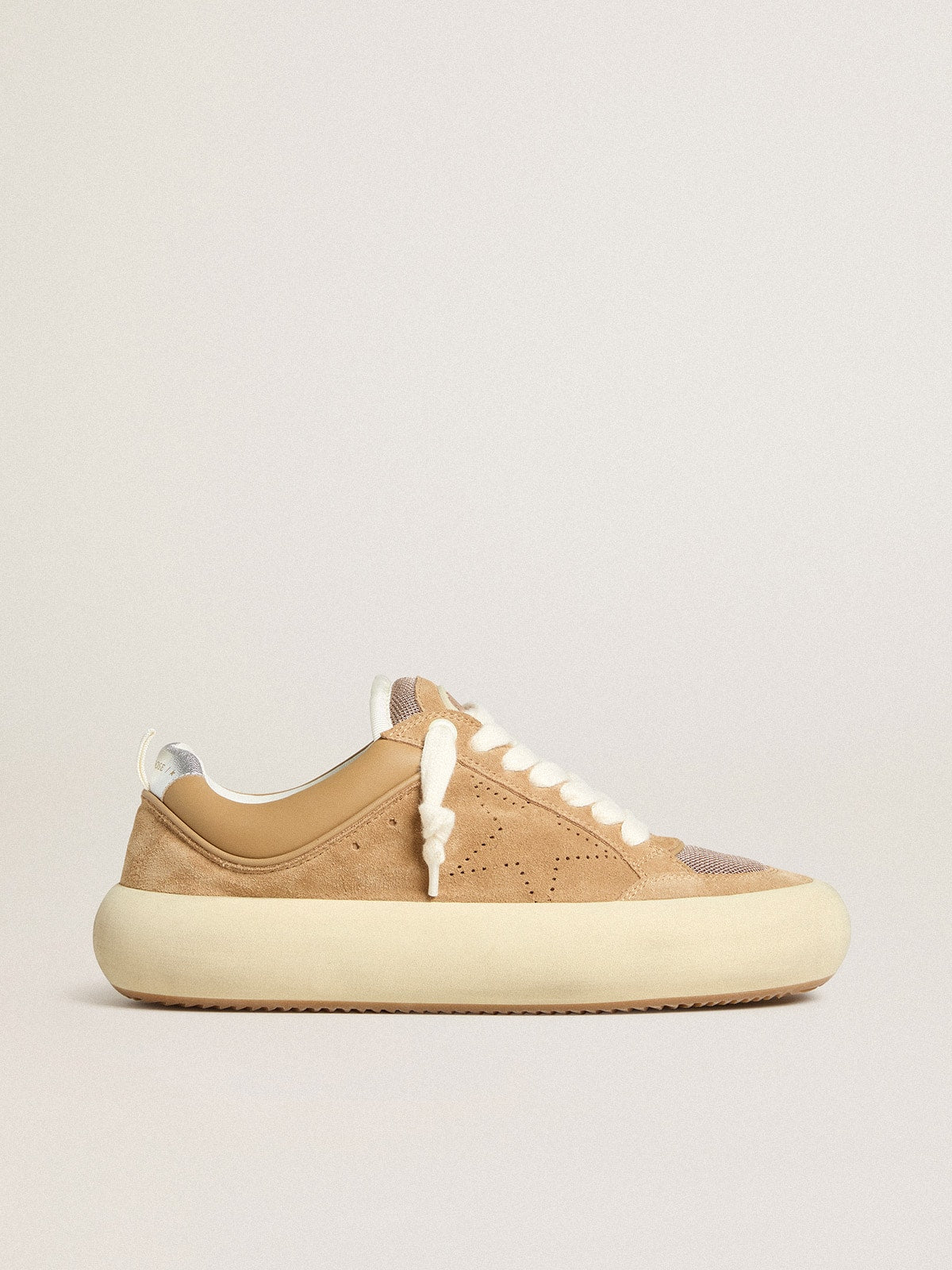 Golden Goose Men's Space-Star Cube in tobacco suede with perforated star