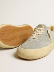 Golden Goose Men's Space-Star shoes in ice-gray suede with perforated star