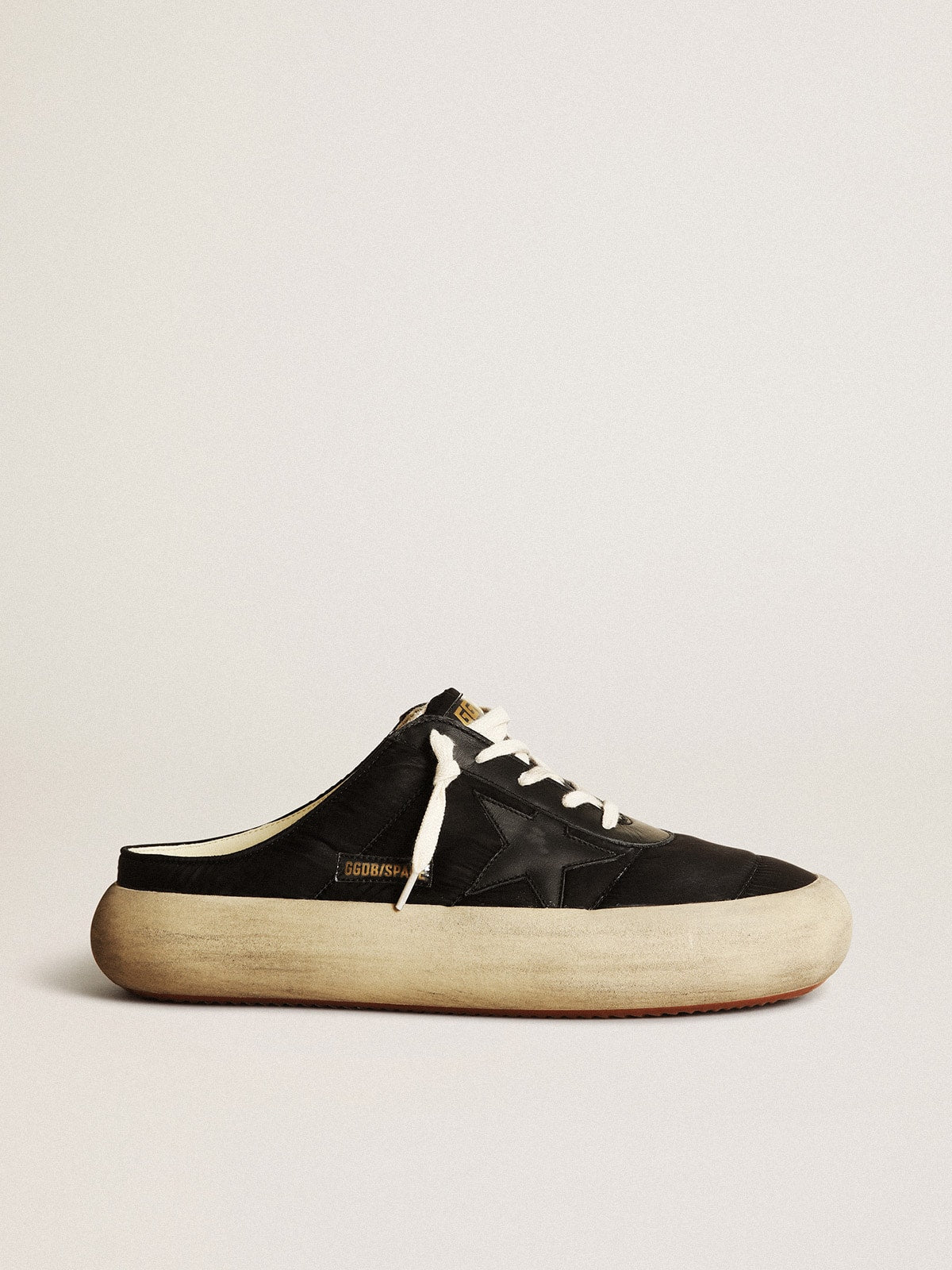 Golden Goose Men's Space-Star Sabots in black nylon with black leather star