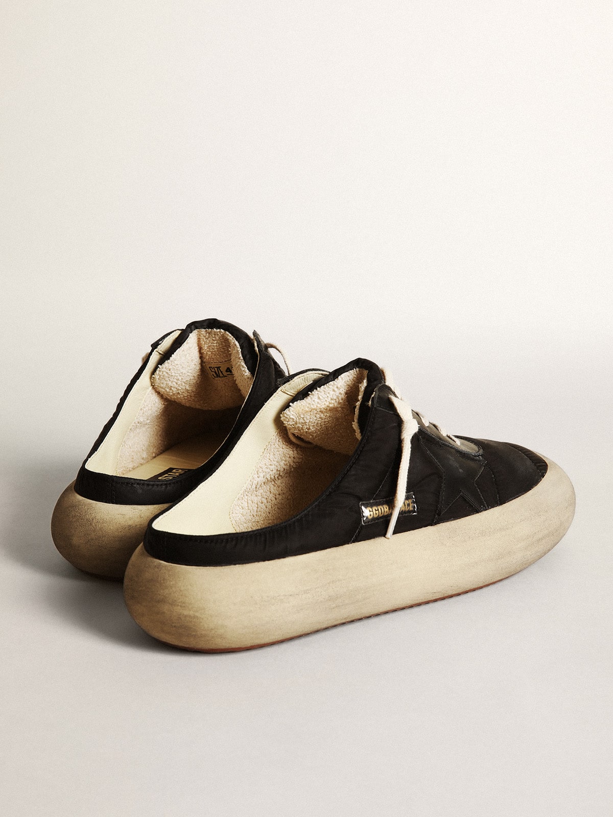 Golden Goose Men's Space-Star Sabots in black nylon with black leather star