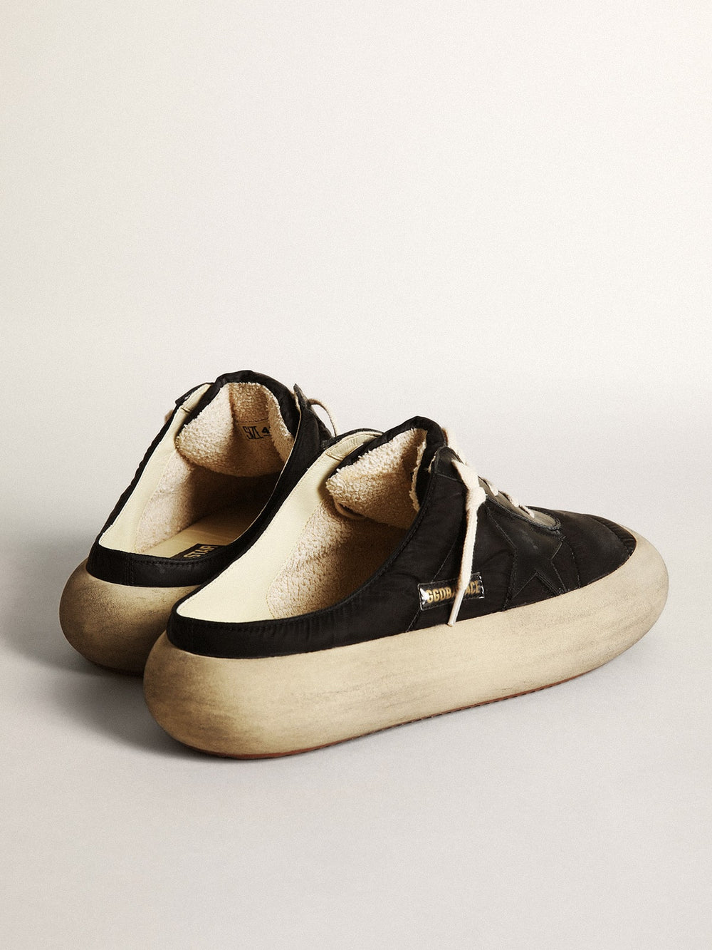 Golden Goose Men's Space-Star Sabots in black nylon with black leather star