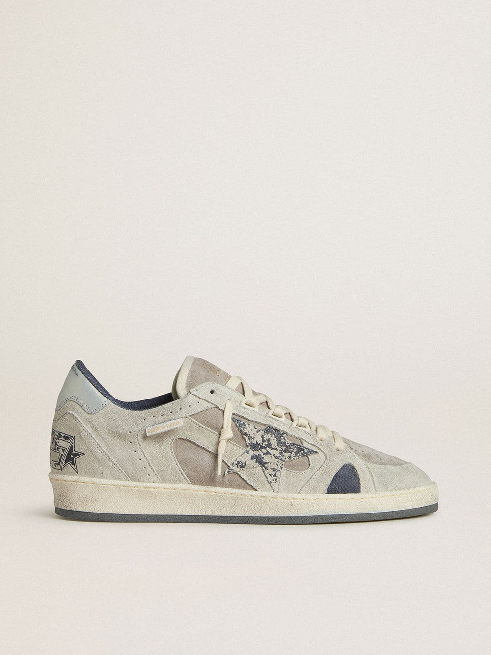 Golden Goose Men's Ball Star LTD in dove-gray and gray suede with pearl-gray leather heel tab