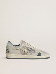 Golden Goose Men's Ball Star LTD in dove-gray and gray suede with pearl-gray leather heel tab
