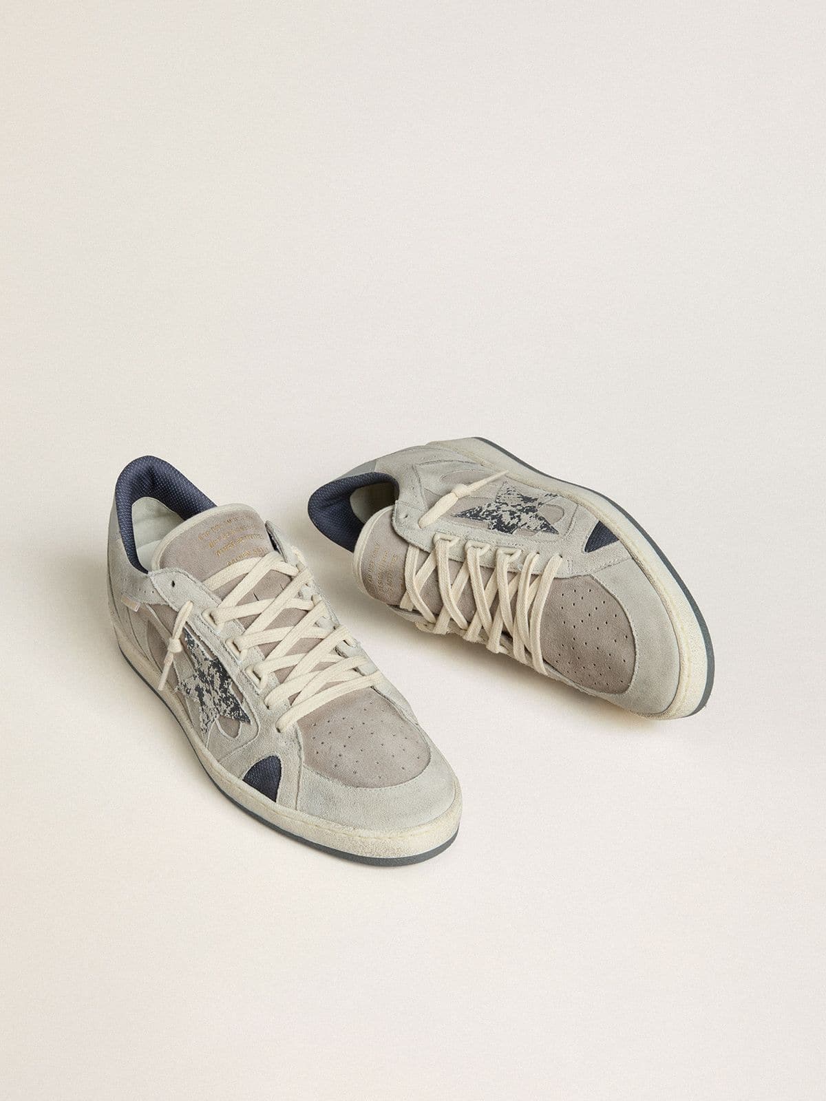 Golden Goose Men's Ball Star LTD in dove-gray and gray suede with pearl-gray leather heel tab