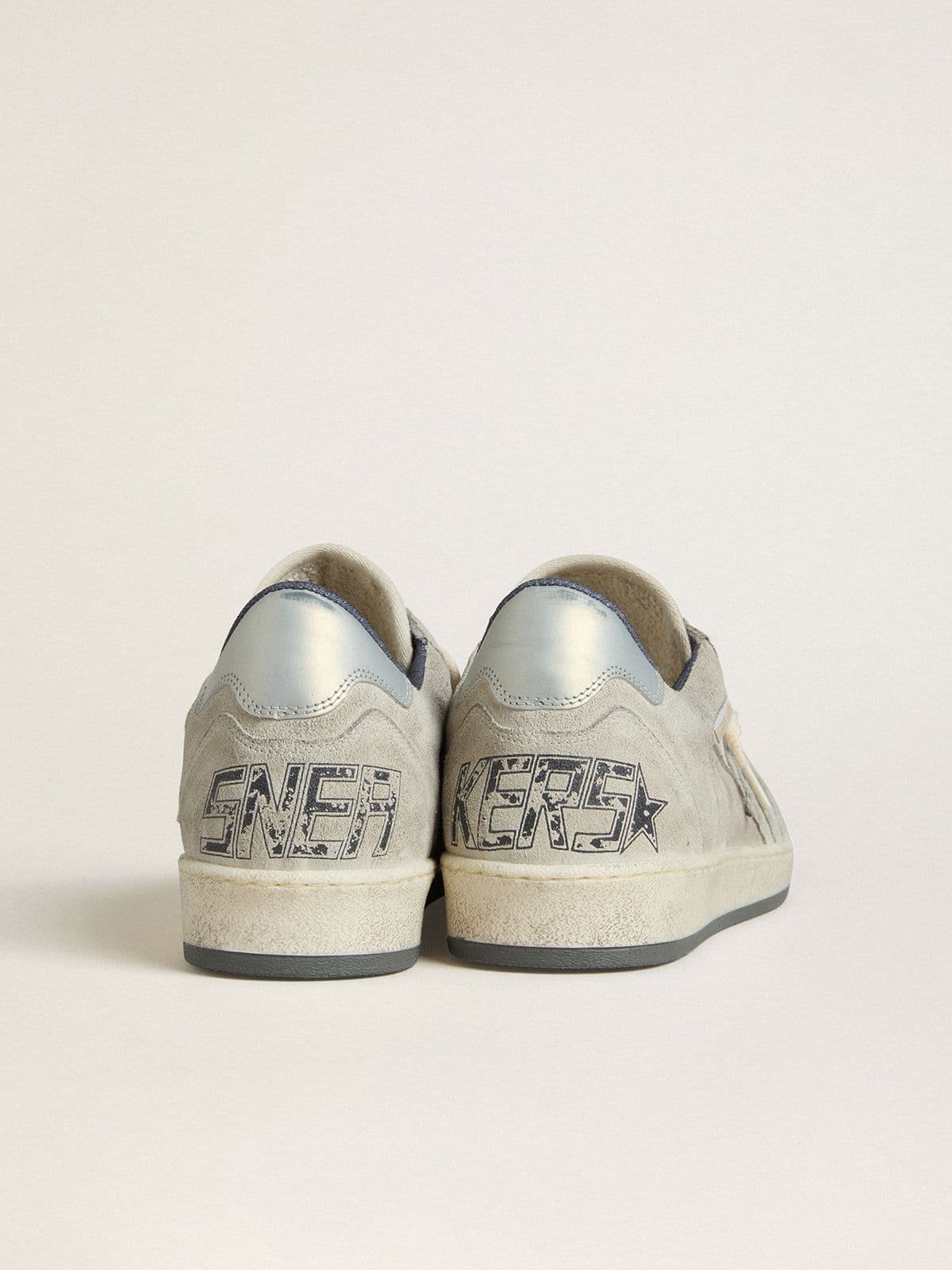 Golden Goose Men's Ball Star LTD in dove-gray and gray suede with pearl-gray leather heel tab