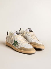 Golden Goose Men's Ball Star with metallic leather star and gray leather heel tab
