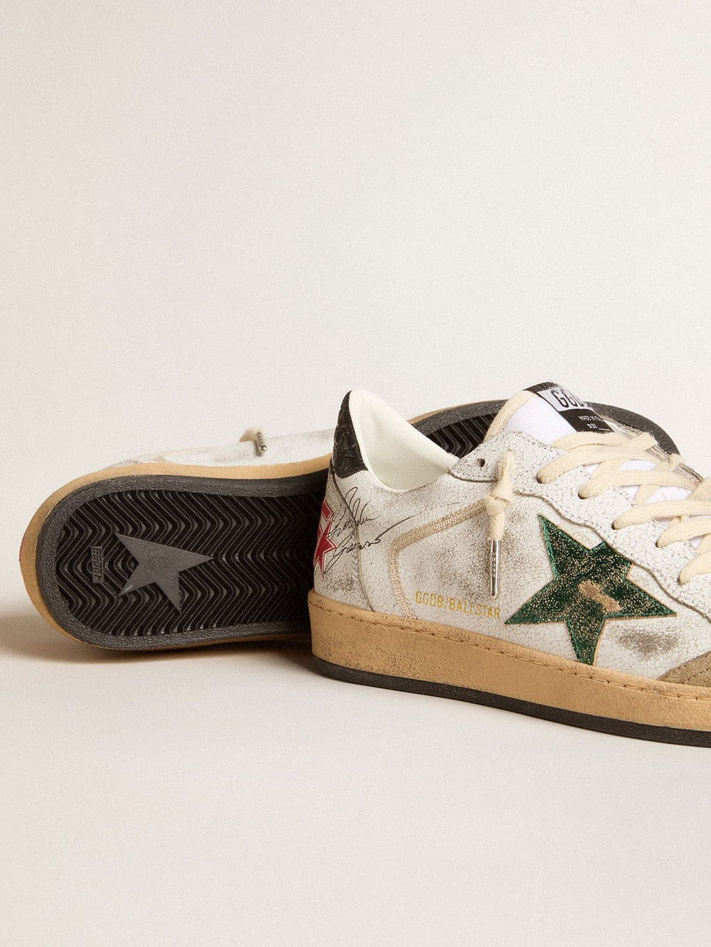Golden Goose Men's Ball Star with metallic leather star and gray leather heel tab