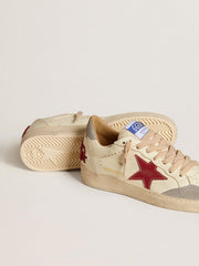 Golden Goose Men's Ball Star LTD in nappa leather with red leather star and gray suede heel tab