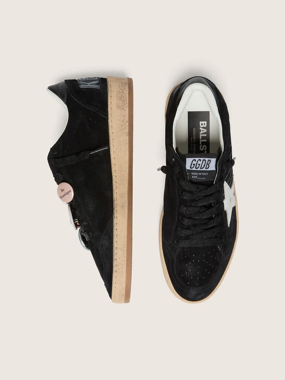 Golden Goose Men's Ball Star LTD in black suede with Skins
