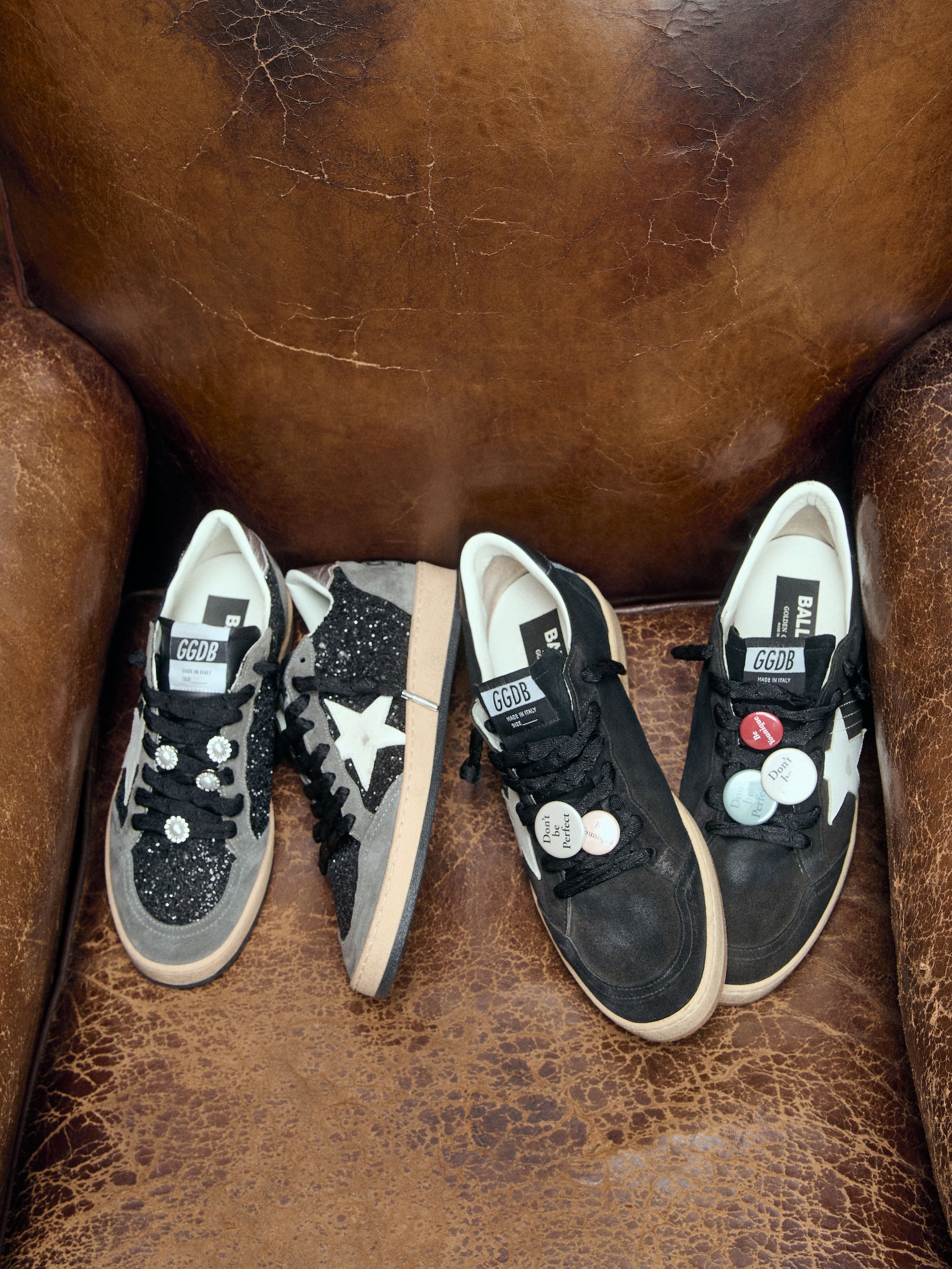 Golden Goose Men's Ball Star LTD in black suede with Skins