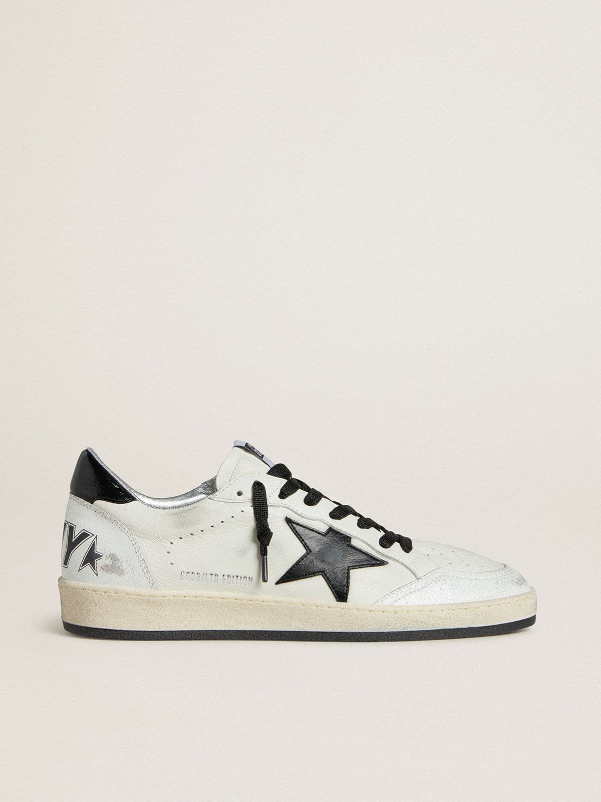 Golden Goose Men's Ball Star Wishes in nappa with black naplak star and heel tab