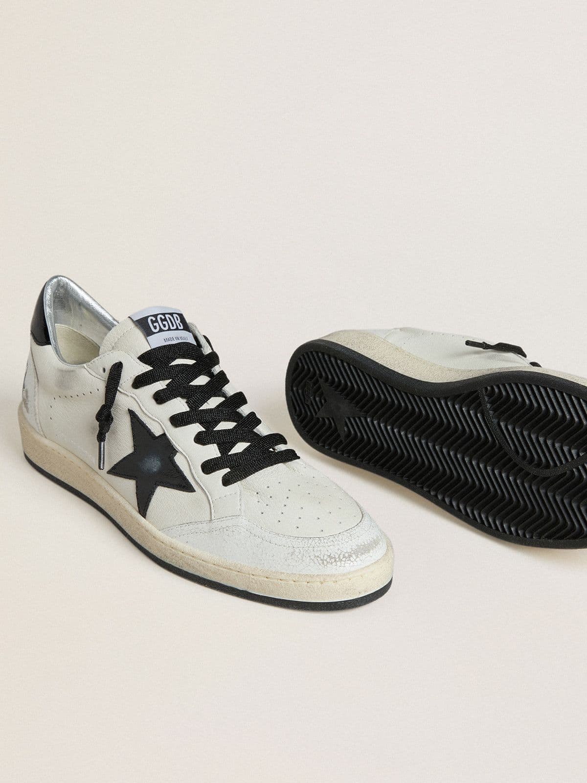 Golden Goose Men's Ball Star Wishes in nappa with black naplak star and heel tab