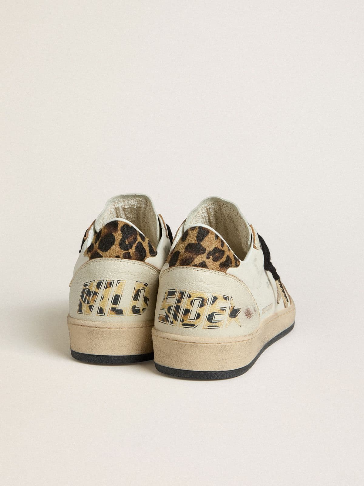 Golden Goose Men's Ball Star Wishes with suede star and leopard-print pony skin heel tab