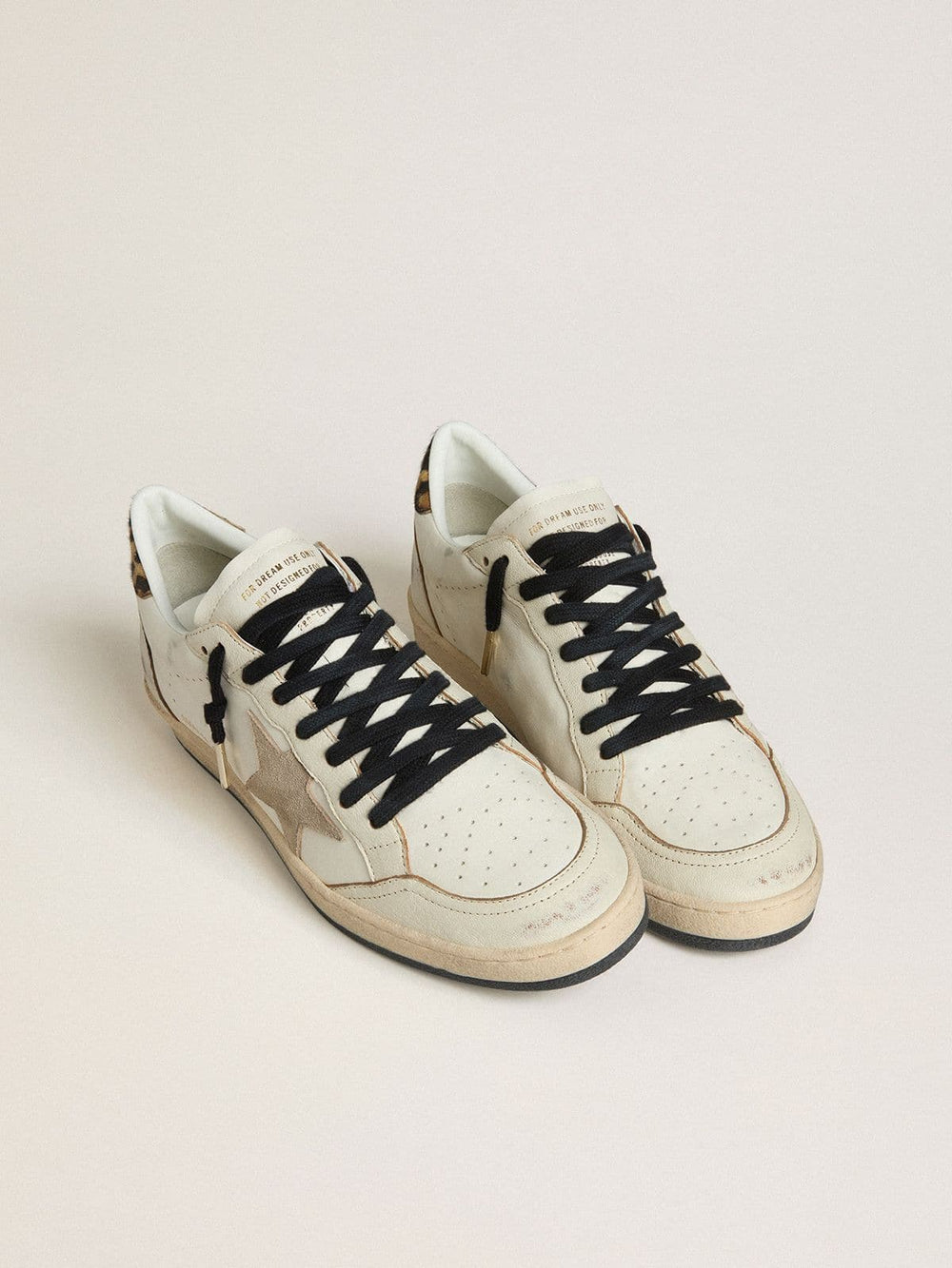 Golden Goose Men's Ball Star Wishes with suede star and leopard-print pony skin heel tab