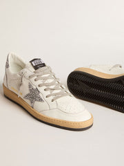 Golden Goose Men’s Ball Star Wishes in nappa leather with glitter star and heel tab