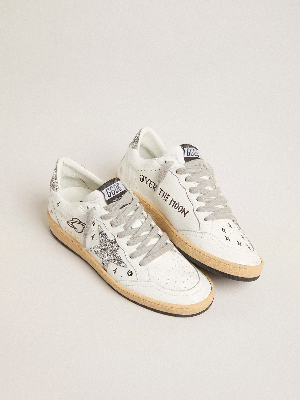 Golden Goose Men’s Ball Star Wishes in nappa leather with glitter star and heel tab