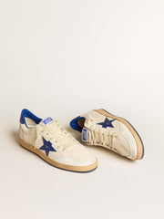 Golden Goose Men's Ball Star Wishes in white nappa leather with a bright blue star and heel tab