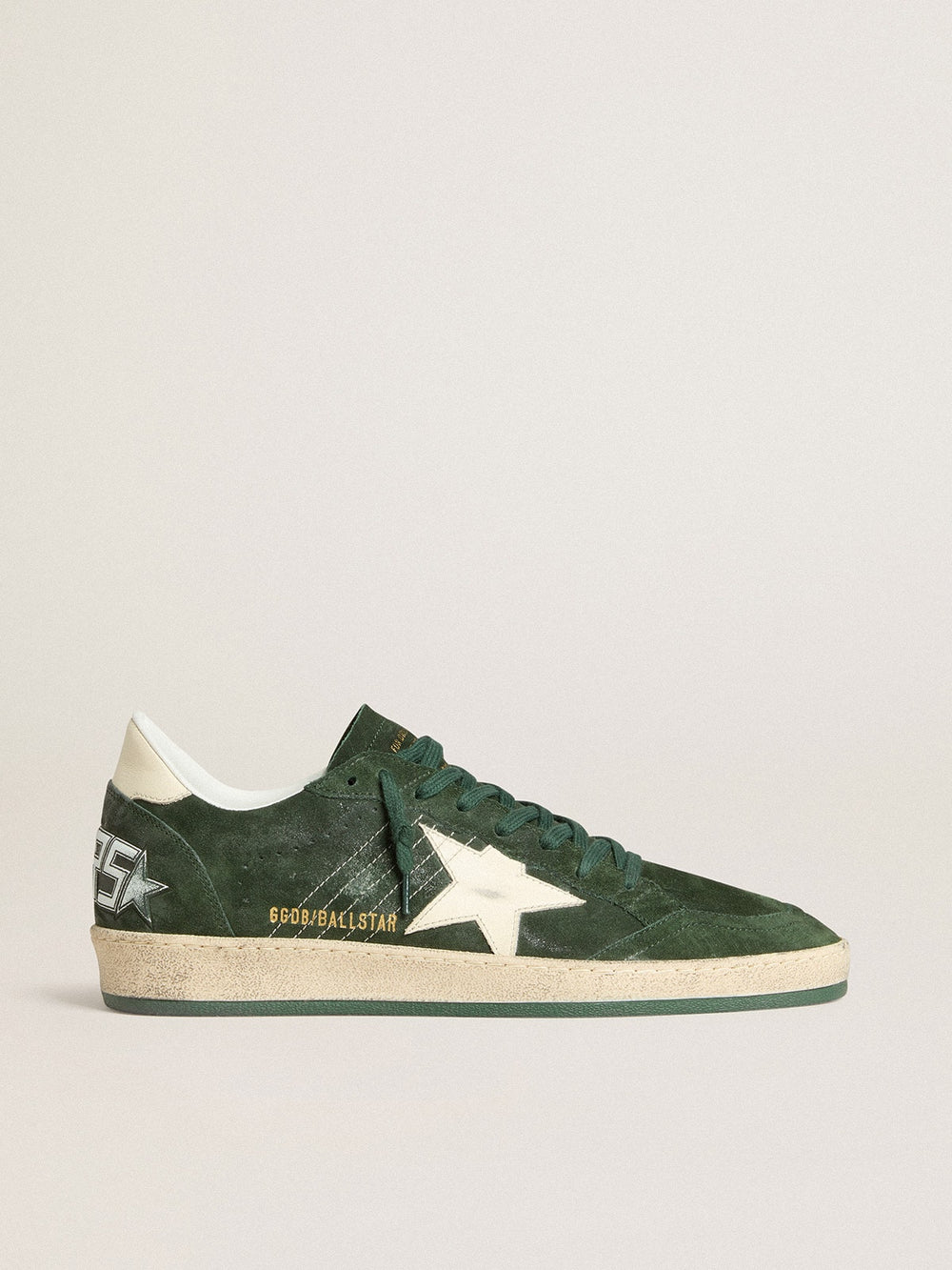 Golden Goose Men's Ball Star in green suede with white leather star and heel tab