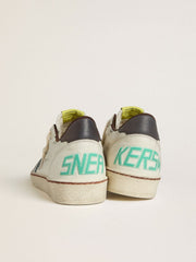 Golden Goose Men's Ball Star in white leather with light blue suede star and brown nubuck heel tab