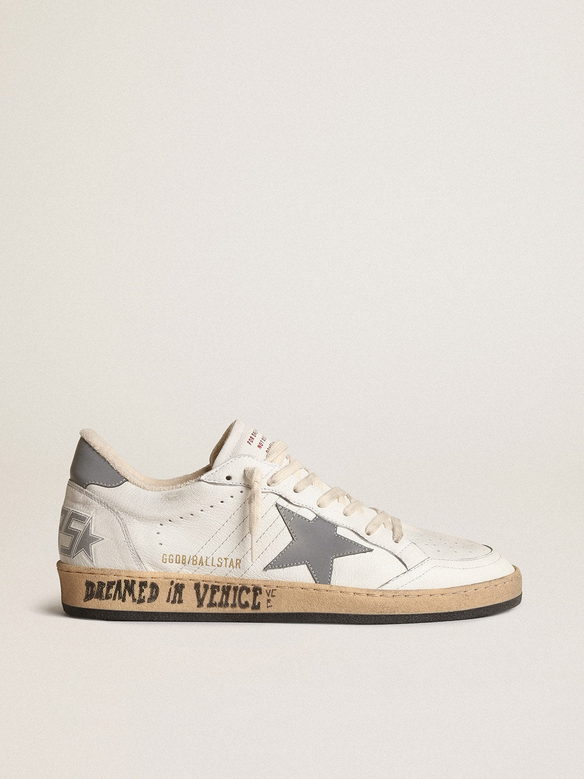 Golden Goose Ball Star in nappa with gray reflective nylon star and heel tab