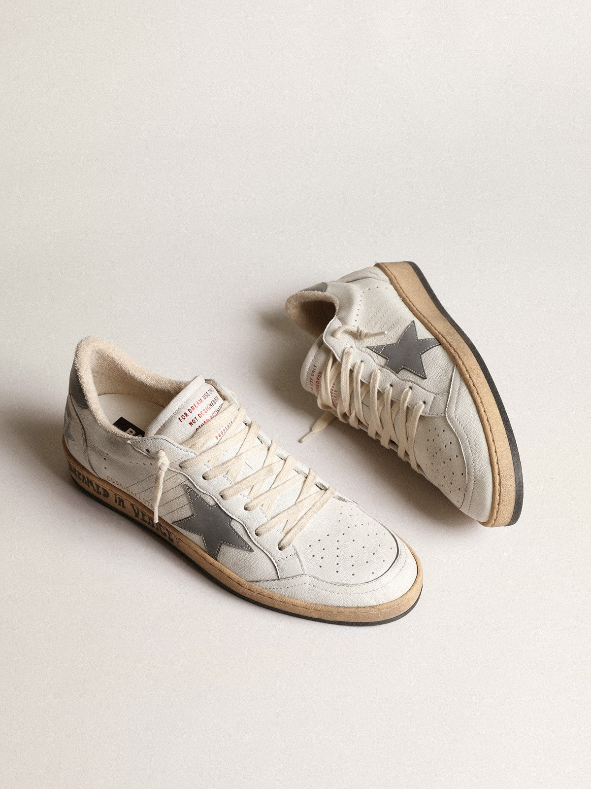 Golden Goose Ball Star in nappa with gray reflective nylon star and heel tab