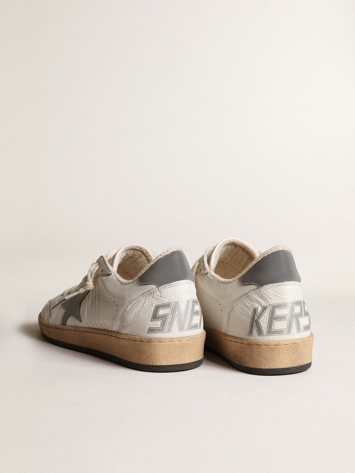 Golden Goose Ball Star in nappa with gray reflective nylon star and heel tab