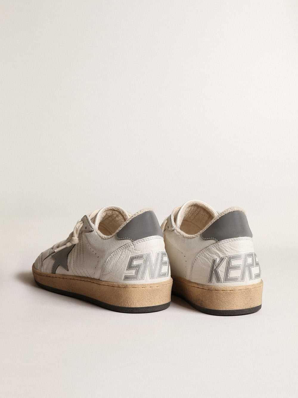 Golden Goose Ball Star in nappa with gray reflective nylon star and heel tab