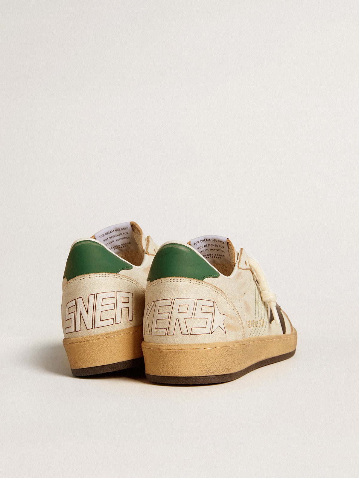 Golden Goose Men’s Ball Star with black leather star and green leather heel tab